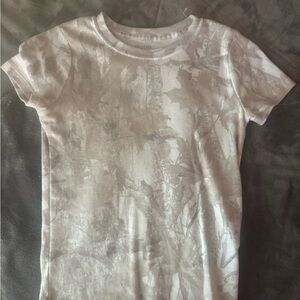 Hollister Marble Tie-Dye Crewneck Tee - White & Light Gray